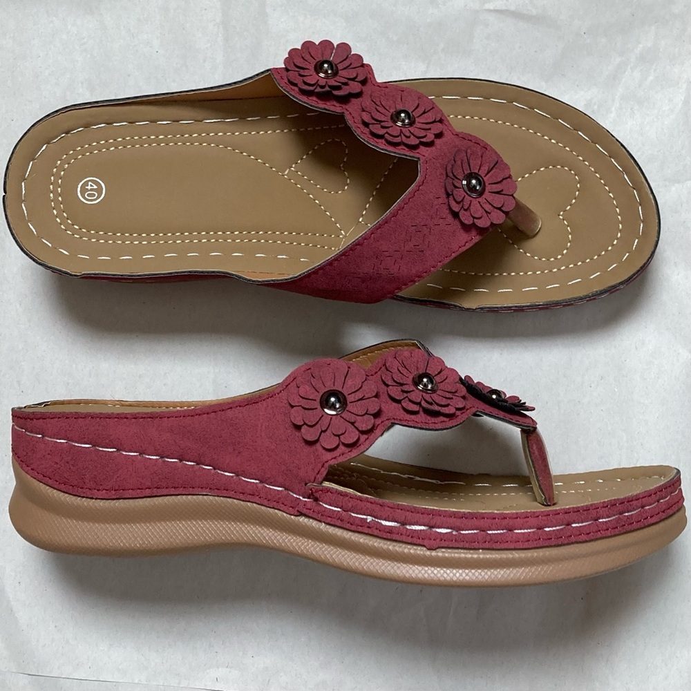 NEW Brick Red Sandals - Picture 1 of 15